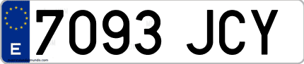 Ejemplo de matrícula de coche ordinaria 7093 JCY