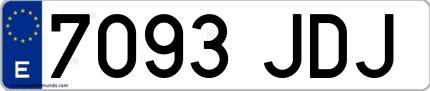 Ejemplo de matrícula española 7093 JDJ
