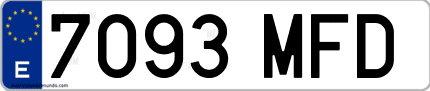Ejemplo de matrícula de coche ordinaria 7093 MFD