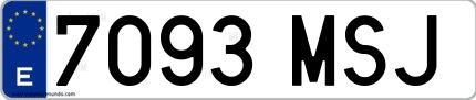 Ejemplo de matrícula española 7093 MSJ