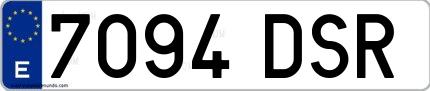 Ejemplo de matrícula española 7094 DSR