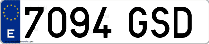Ejemplo de matrícula de coche ordinaria 7094 GSD