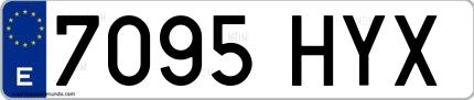 Ejemplo de matrícula española 7095 HYX