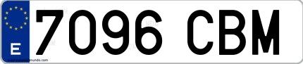 Ejemplo de matrícula española 7096 CBM