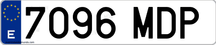 Ejemplo de matrícula de coche ordinaria 7096 MDP