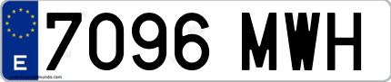 Ejemplo de matrícula de coche ordinaria 7096 MWH