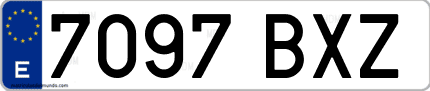 Ejemplo de matrícula de coche ordinaria 7097 BXZ