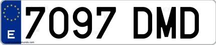Ejemplo de matrícula española 7097 DMD