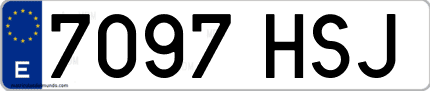 Ejemplo de matrícula de coche ordinaria 7097 HSJ