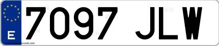 Ejemplo de matrícula española 7097 JLW