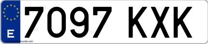 Ejemplo de matrícula española 7097 KXK