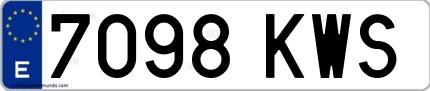 Ejemplo de matrícula española 7098 KWS