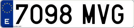Ejemplo de matrícula de coche ordinaria 7098 MVG