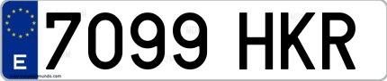 Ejemplo de matrícula española 7099 HKR