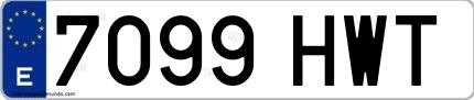 Ejemplo de matrícula española 7099 HWT