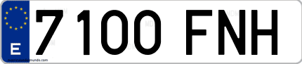 Ejemplo de matrícula de coche ordinaria 7100 FNH