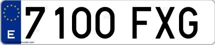 Ejemplo de matrícula española 7100 FXG
