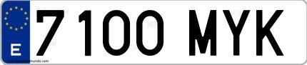 Ejemplo de matrícula española 7100 MYK