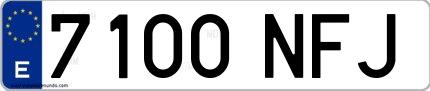 Ejemplo de matrícula española 7100 NFJ