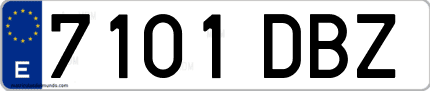 Ejemplo de matrícula de coche ordinaria 7101 DBZ