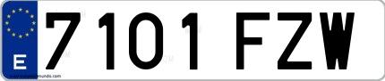 Ejemplo de matrícula española 7101 FZW