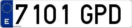 Ejemplo de matrícula española 7101 GPD
