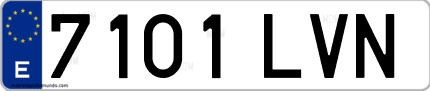 Ejemplo de matrícula de coche ordinaria 7101 LVN