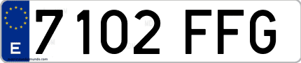 Ejemplo de matrícula de coche ordinaria 7102 FFG