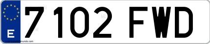 Ejemplo de matrícula española 7102 FWD
