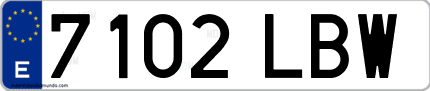 Ejemplo de matrícula de coche ordinaria 7102 LBW
