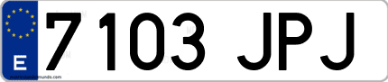 Ejemplo de matrícula de coche ordinaria 7103 JPJ