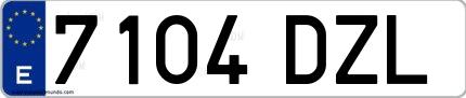 Ejemplo de matrícula española 7104 DZL