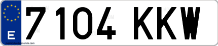 Ejemplo de matrícula de coche ordinaria 7104 KKW