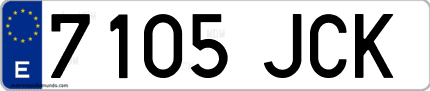 Ejemplo de matrícula de coche ordinaria 7105 JCK
