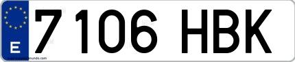 Ejemplo de matrícula española 7106 HBK