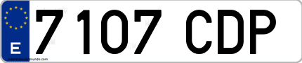 Ejemplo de matrícula de coche ordinaria 7107 CDP