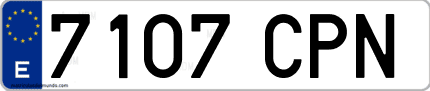 Ejemplo de matrícula de coche ordinaria 7107 CPN