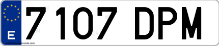 Ejemplo de matrícula de coche ordinaria 7107 DPM