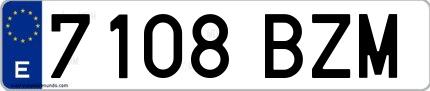 Ejemplo de matrícula española 7108 BZM