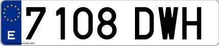 Ejemplo de matrícula española 7108 DWH