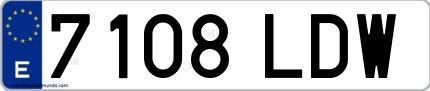 Ejemplo de matrícula española 7108 LDW