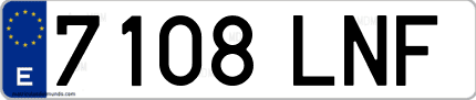 Ejemplo de matrícula de coche ordinaria 7108 LNF