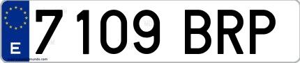 Ejemplo de matrícula española 7109 BRP