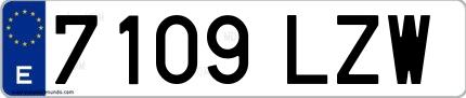 Ejemplo de matrícula española 7109 LZW
