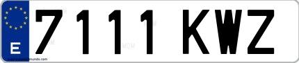 Ejemplo de matrícula española 7111 KWZ