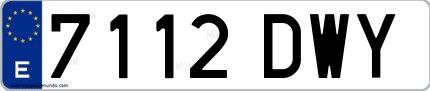 Ejemplo de matrícula española 7112 DWY