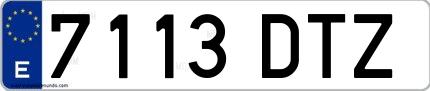 Ejemplo de matrícula española 7113 DTZ