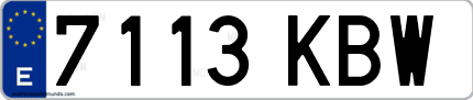 Ejemplo de matrícula de coche ordinaria 7113 KBW