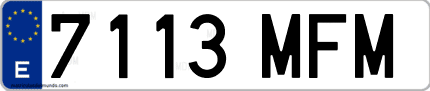 Ejemplo de matrícula de coche ordinaria 7113 MFM