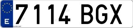 Ejemplo de matrícula española 7114 BGX